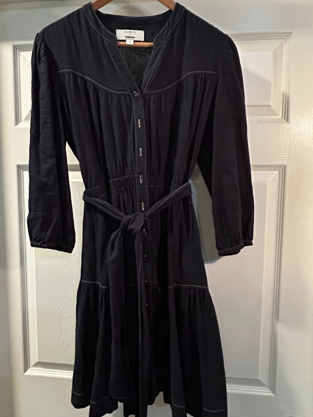 Sonoma Navy Fit and Flair Midi Dress